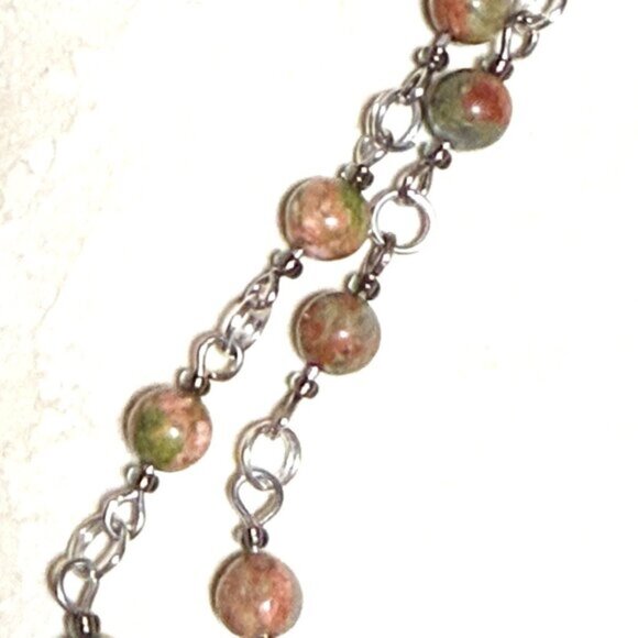 Genuine Jungle Green Unakite Necklace, Natural Gemstone Pendant Necklace - Picture 10 of 16